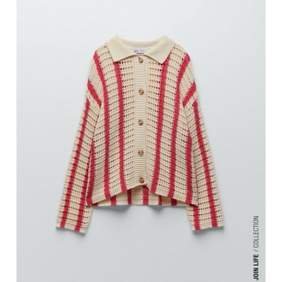 Zara Sweaters - Zara openwork knit cardigan size S